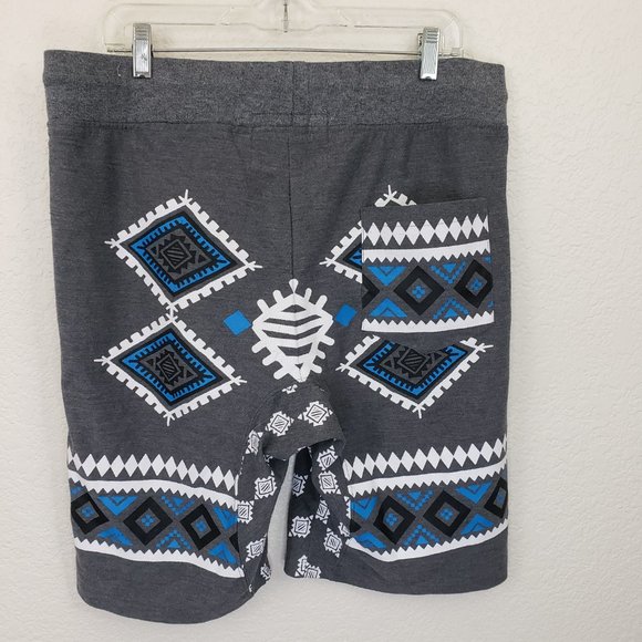 Retro Distrikt Men's Sz XL Grey Aztec Print Drawcord Casual Board Shorts - Picture 7 of 13